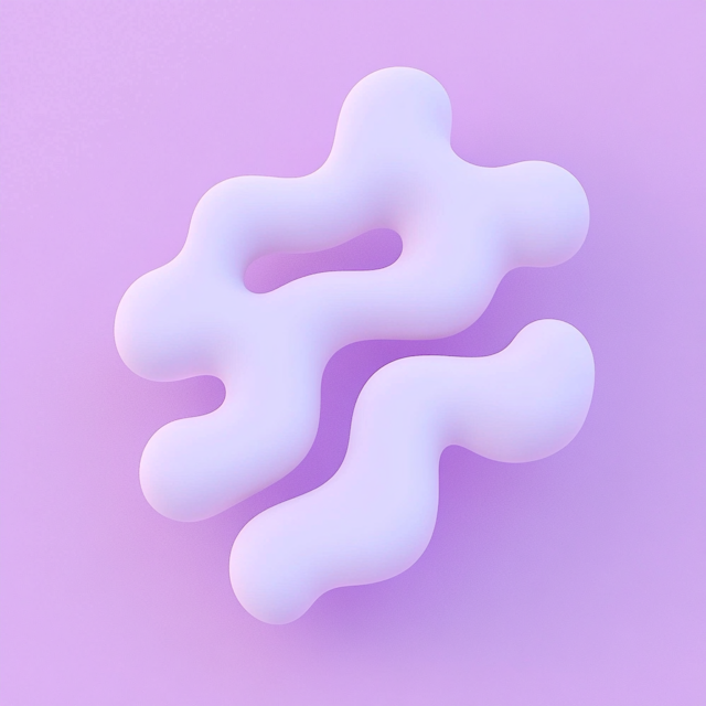 Abstract 3D Blob Shapes on Lavender