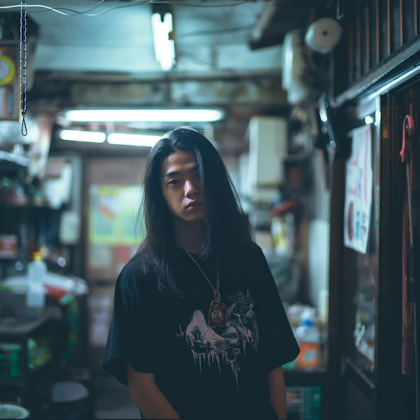 Man in Moody Urban Shop