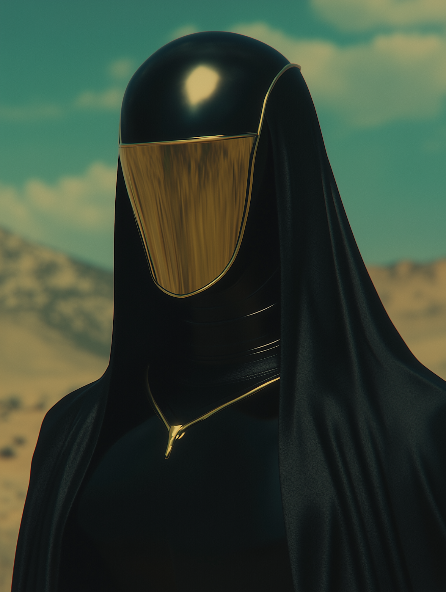 Futuristic Figure in Desert