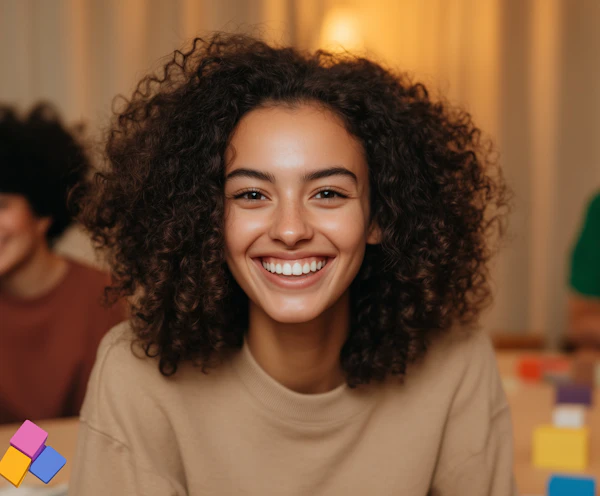 Smiling Woman in Warm Lighting