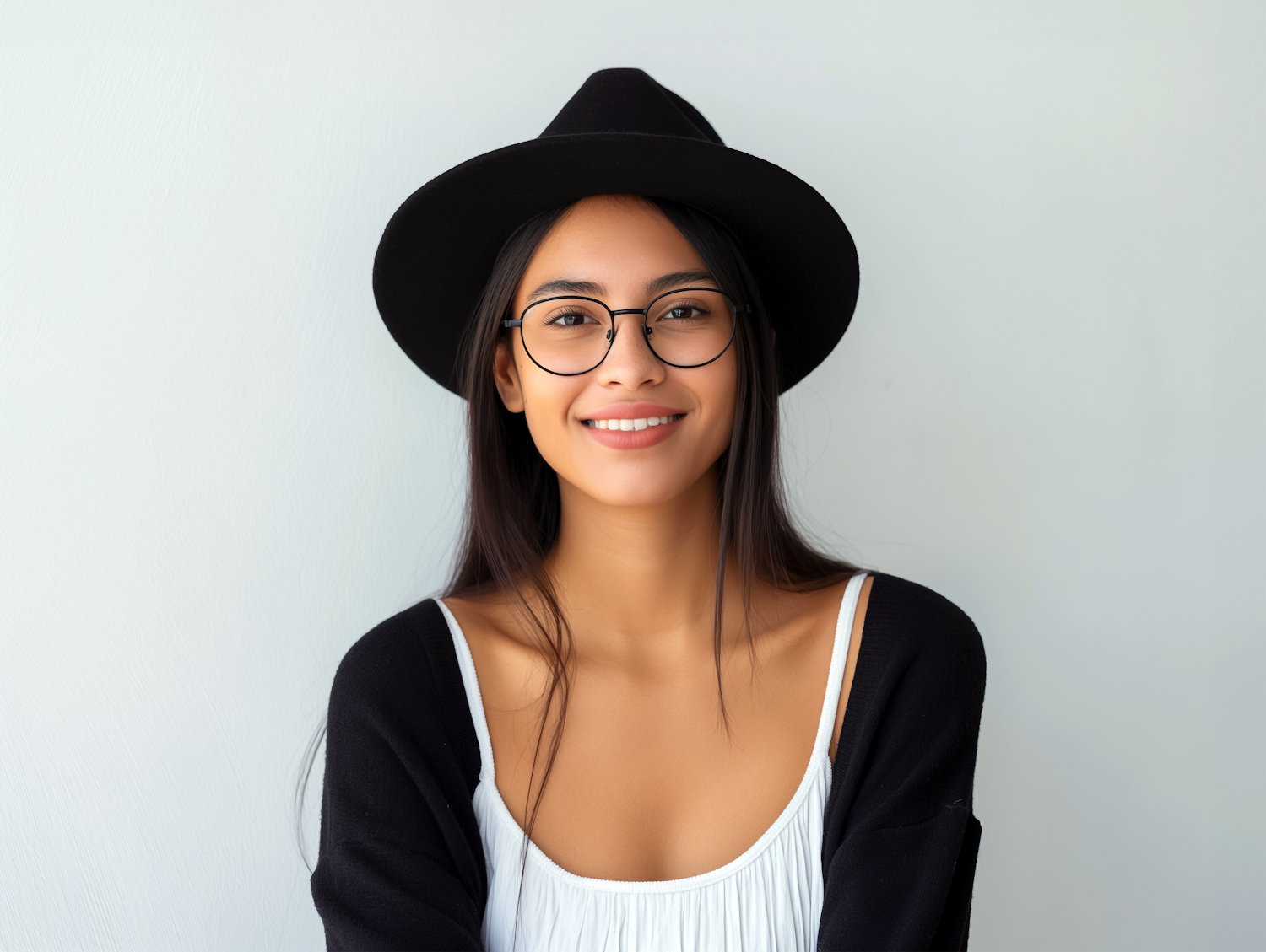 Woman in Black Hat and Glasses