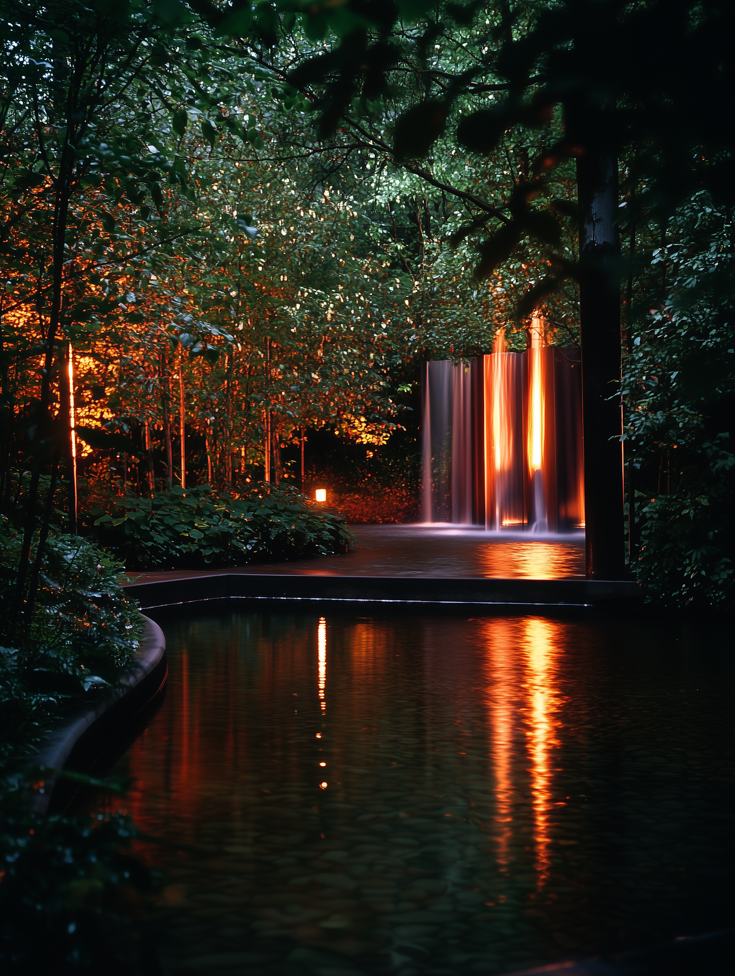 Serene Garden Waterfall