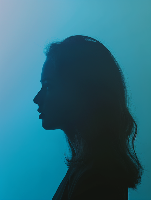 Silhouette Portrait in Blue