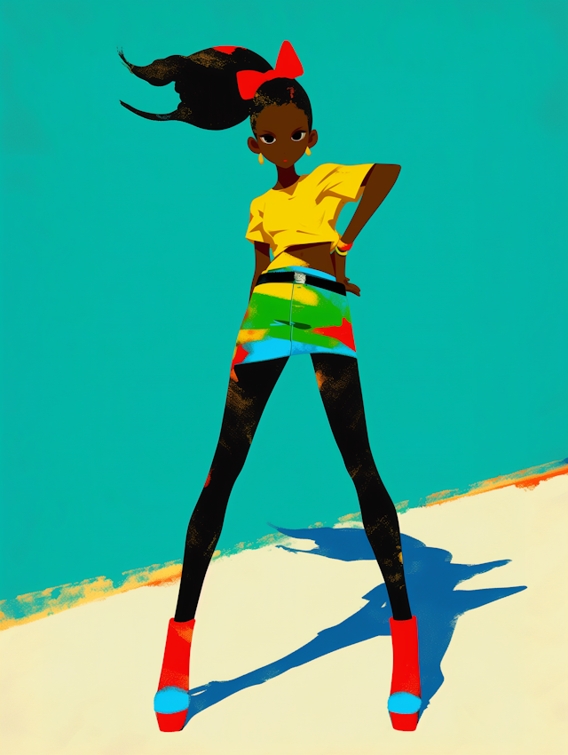 Stylized Character with Vibrant Background