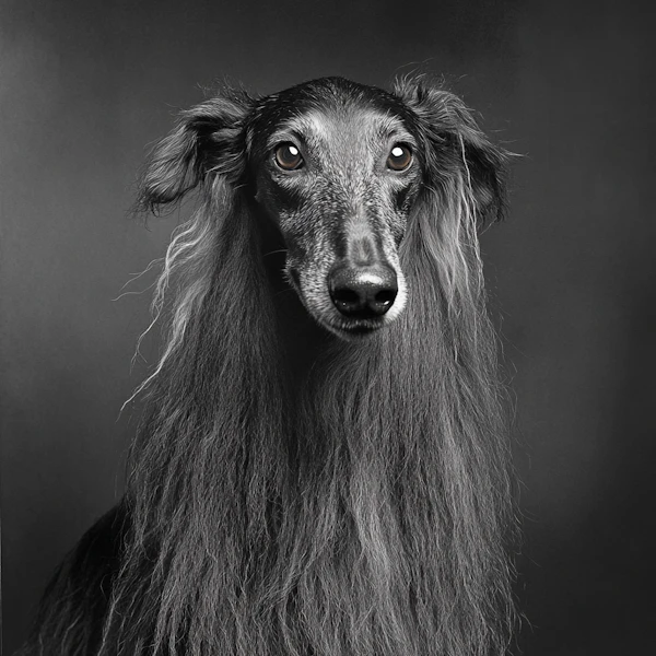 Black and White Portrait of a Dog