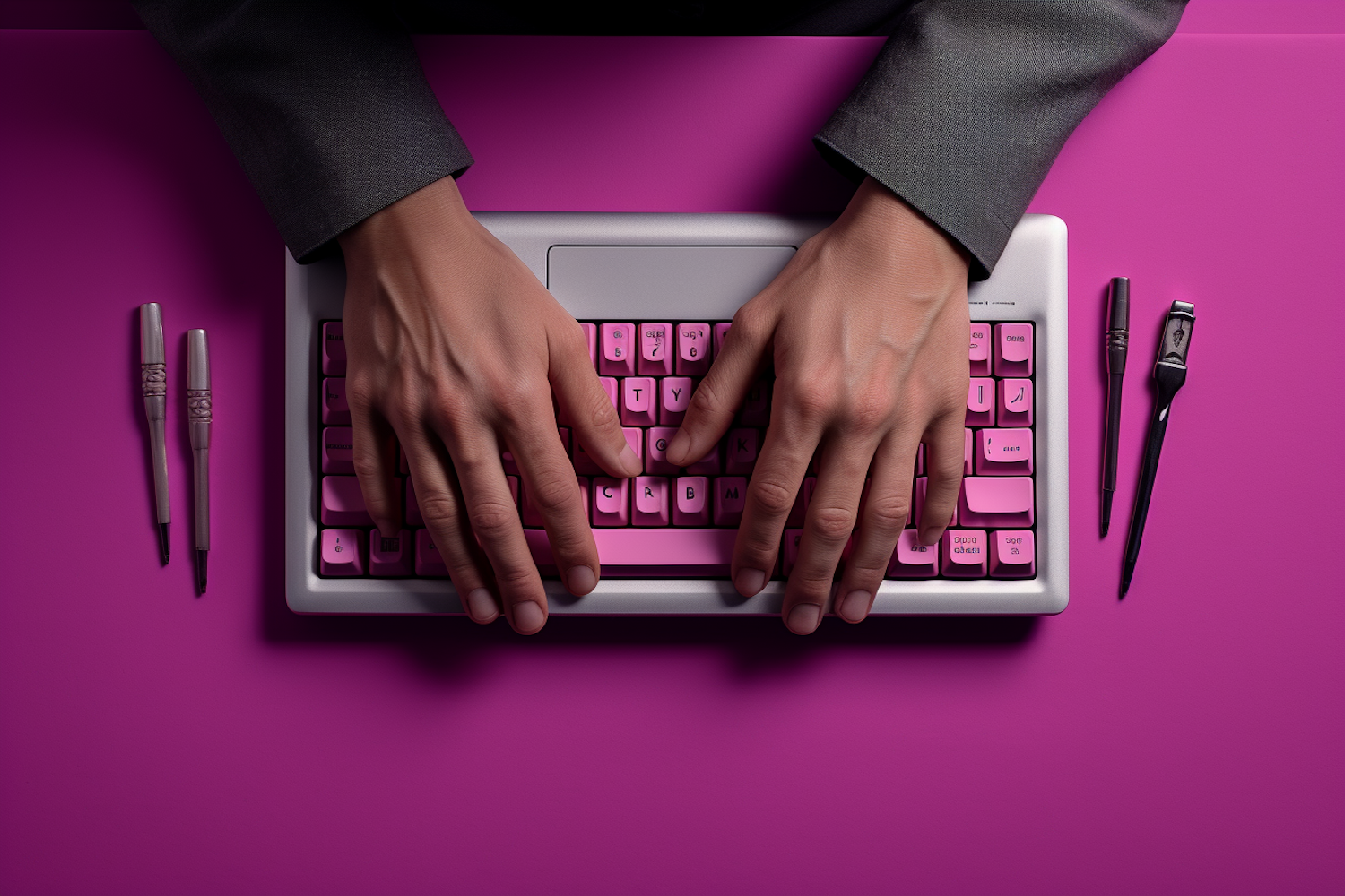 Dynamic Business Typing on Pink Keyboard