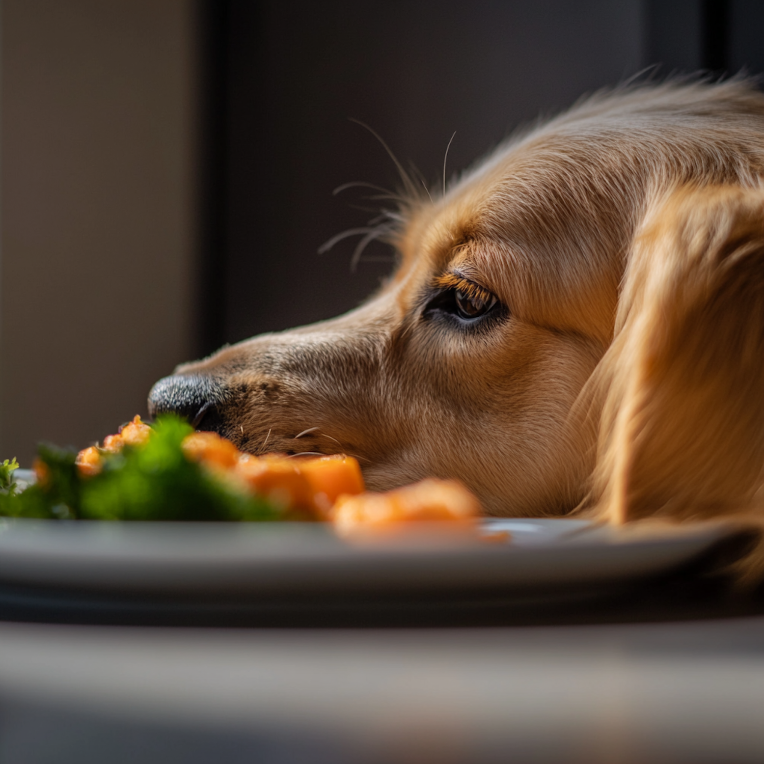 Dog Eyeing Food