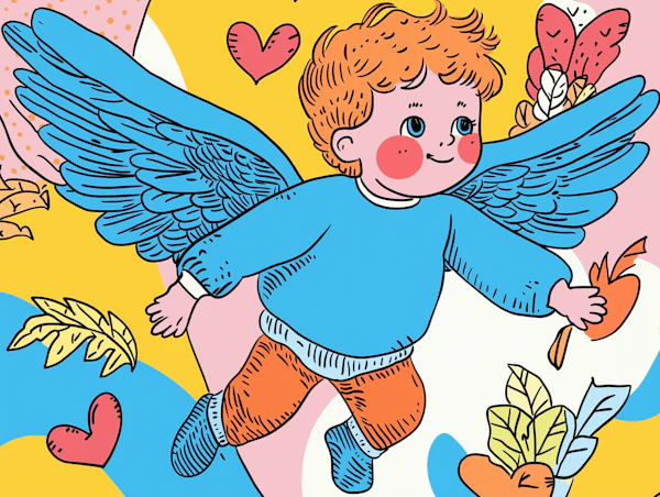 Whimsical Cherubic Child Illustration