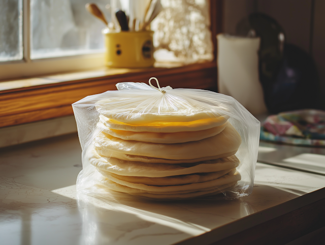 Flatbreads on Kitchen Countertop