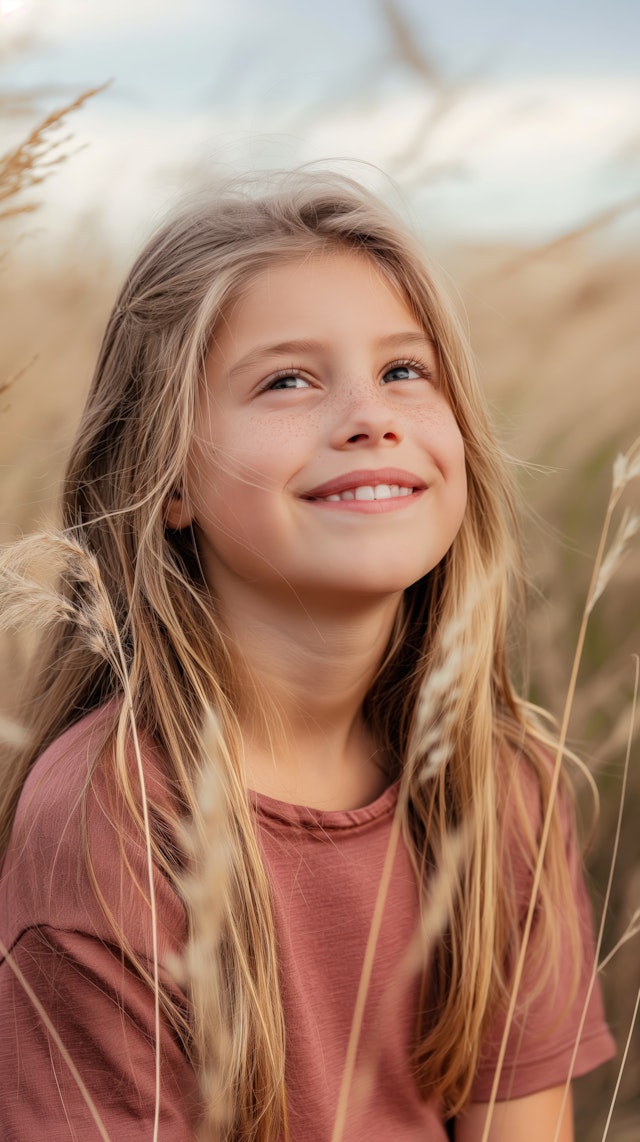 Sunlit Girl in Nature