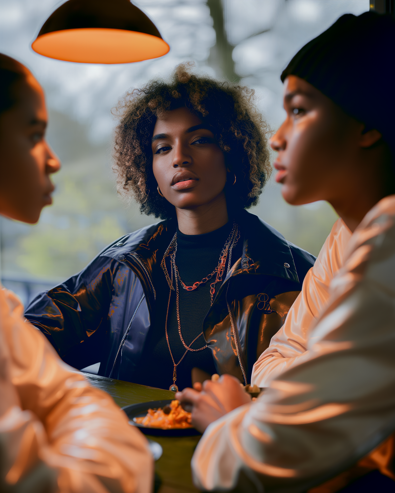 Stylish Woman at Table