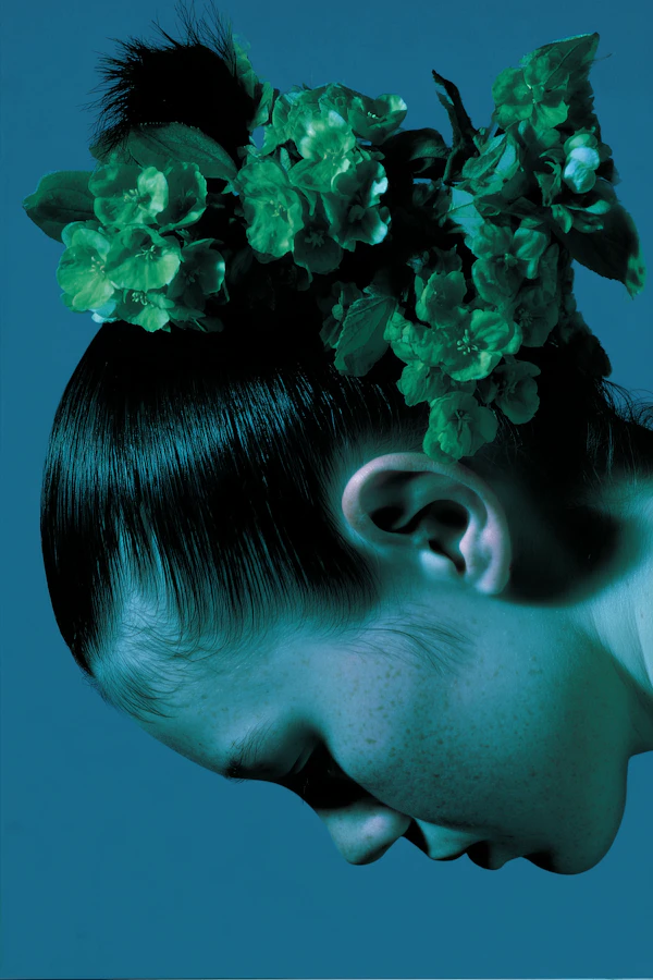 Freckled Portrait with Flowers