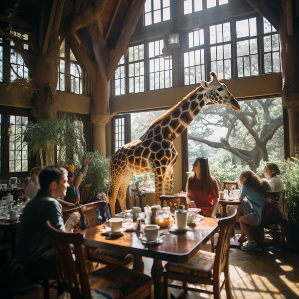 Giraffe Amidst Gastronomy