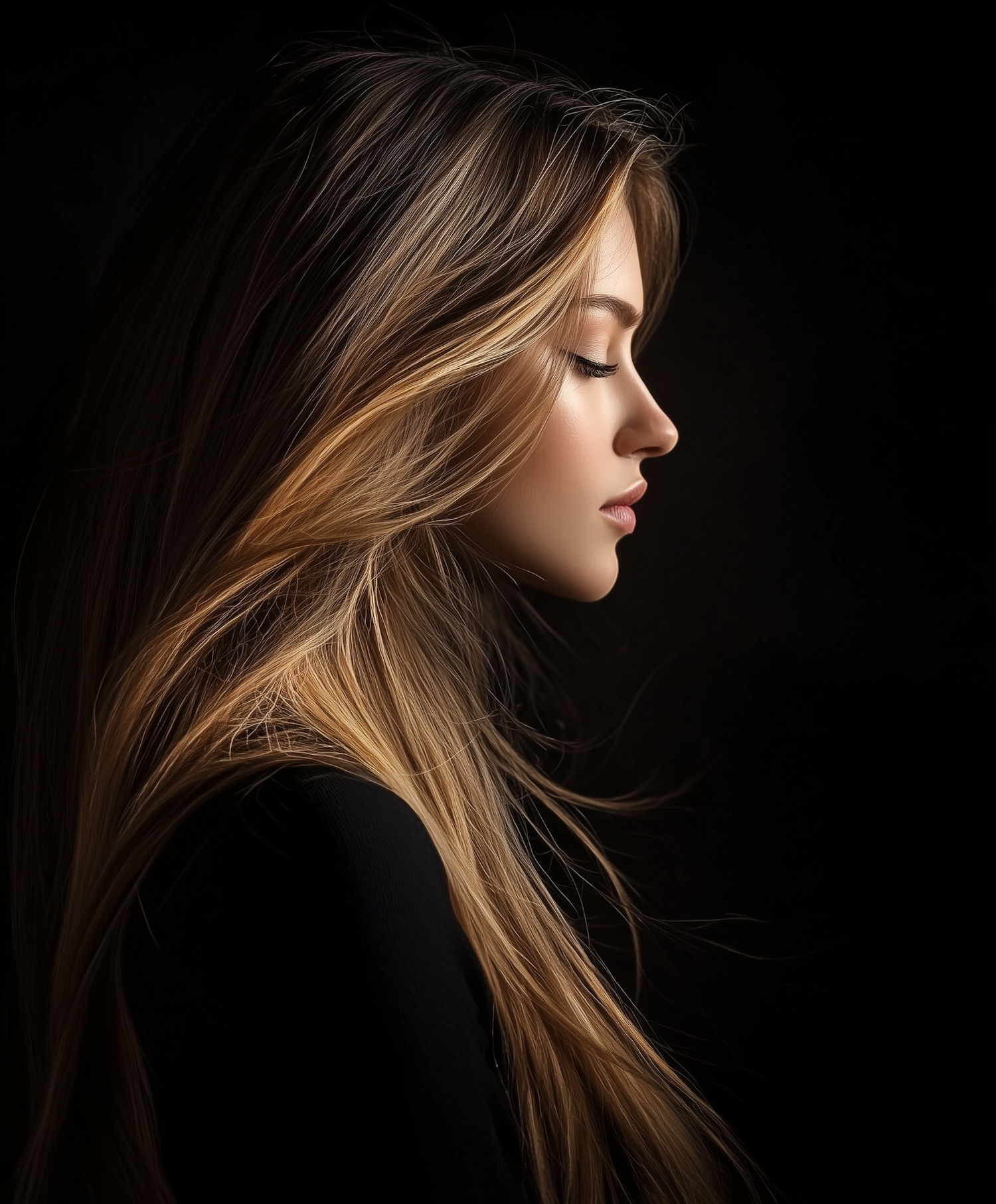 Profile of a Young Woman with Blonde Hair