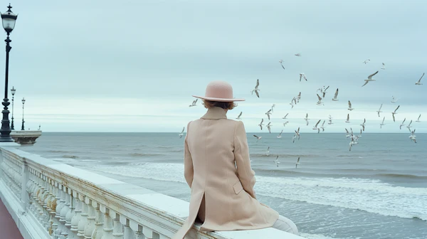 Contemplative Seascape with Woman