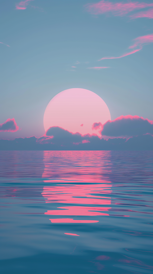 Serene Landscape with Vibrant Sun