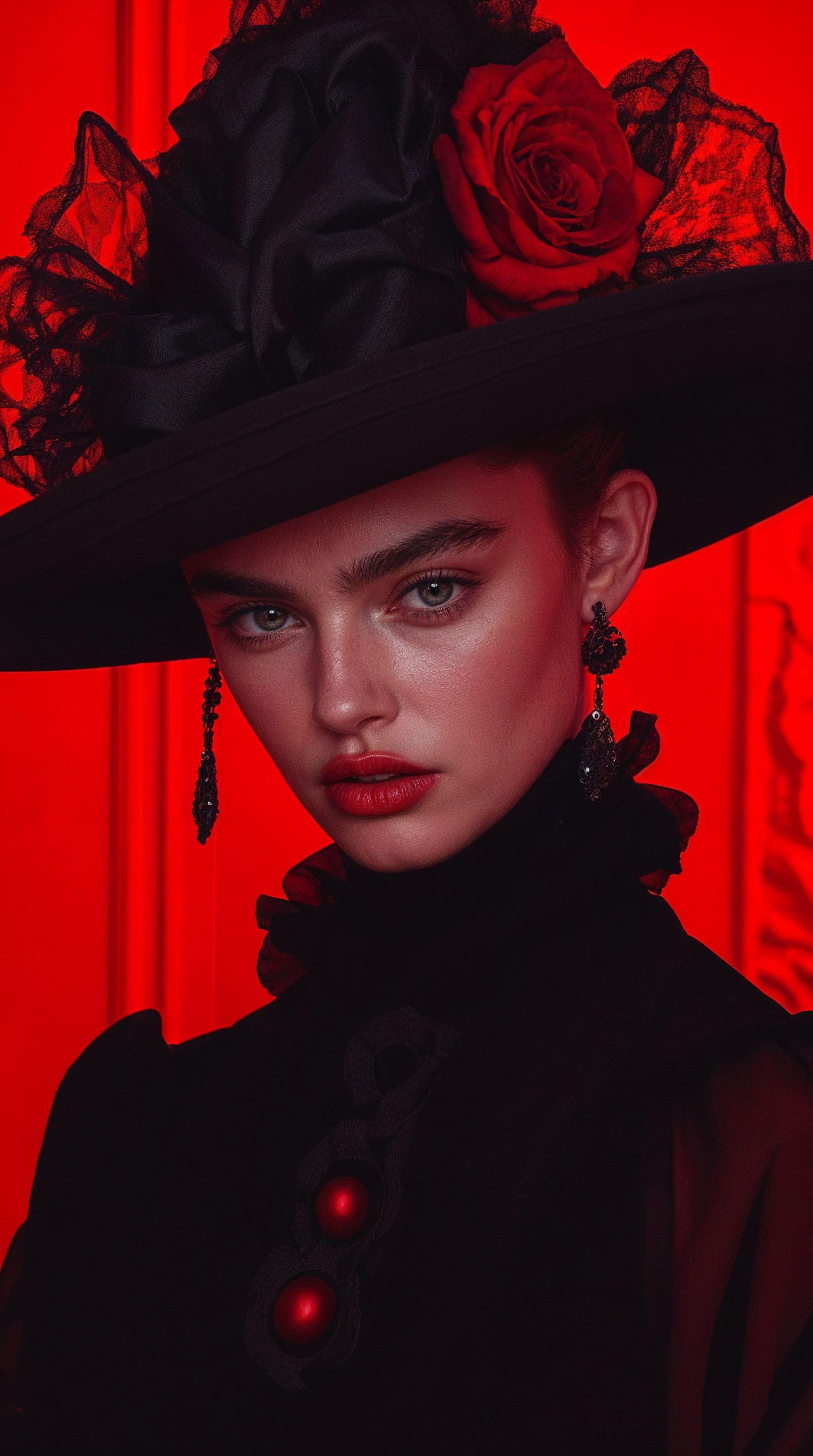 Dramatic Portrait with Red Accents