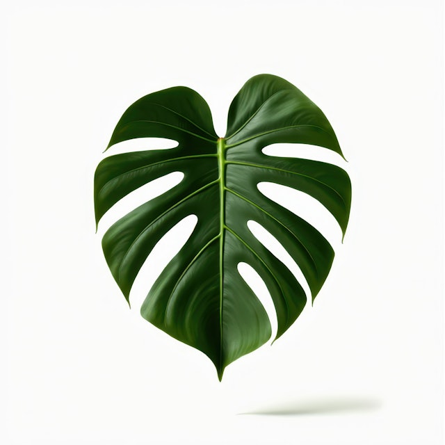 Monstera Leaf on White Background