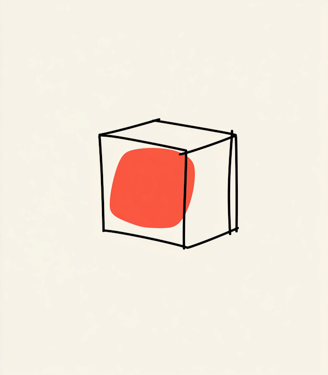 Minimalist Cube with Red Shape