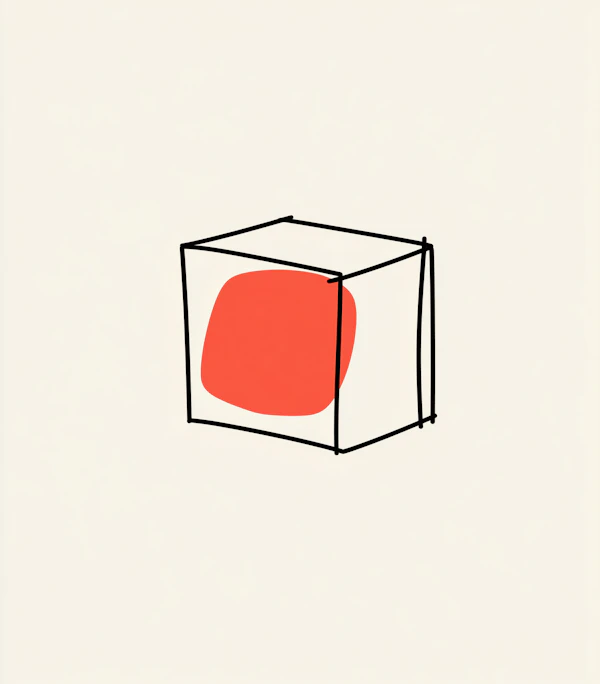 Minimalist Cube with Red Shape