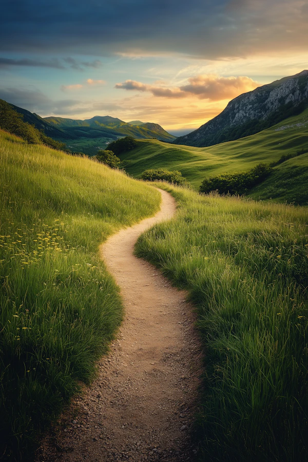 Serene Countryside at Sunset