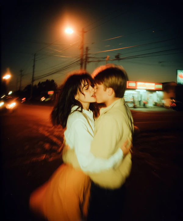 Romantic Street Embrace
