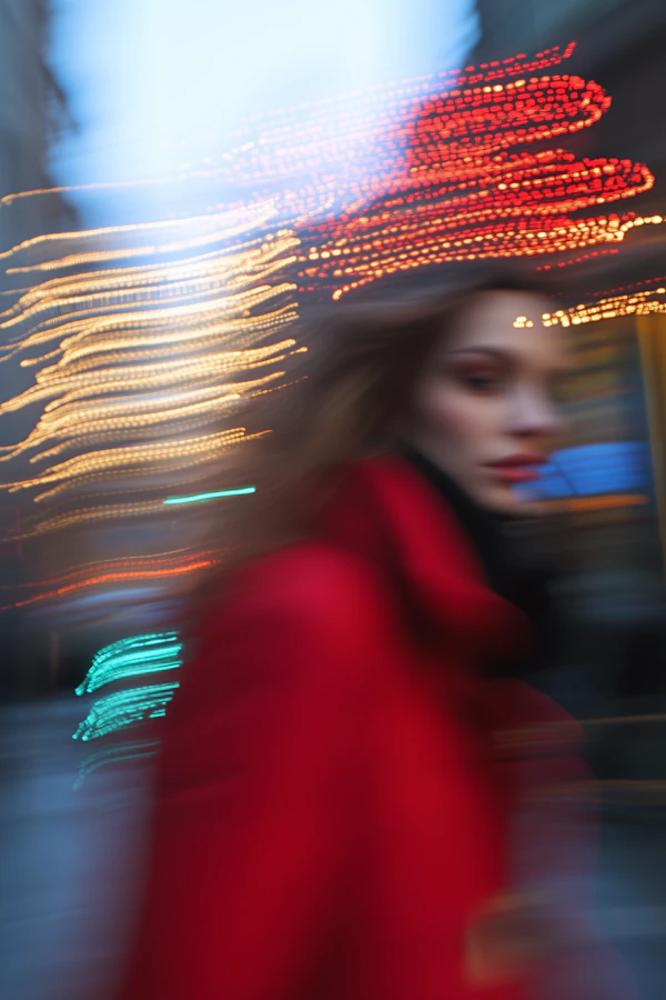 Blurred Motion with Red Coat