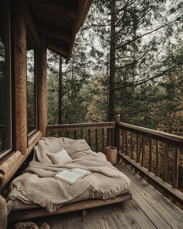 Cozy Outdoor Setting on Wooden Deck