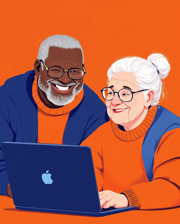 Elderly Couple with Laptop