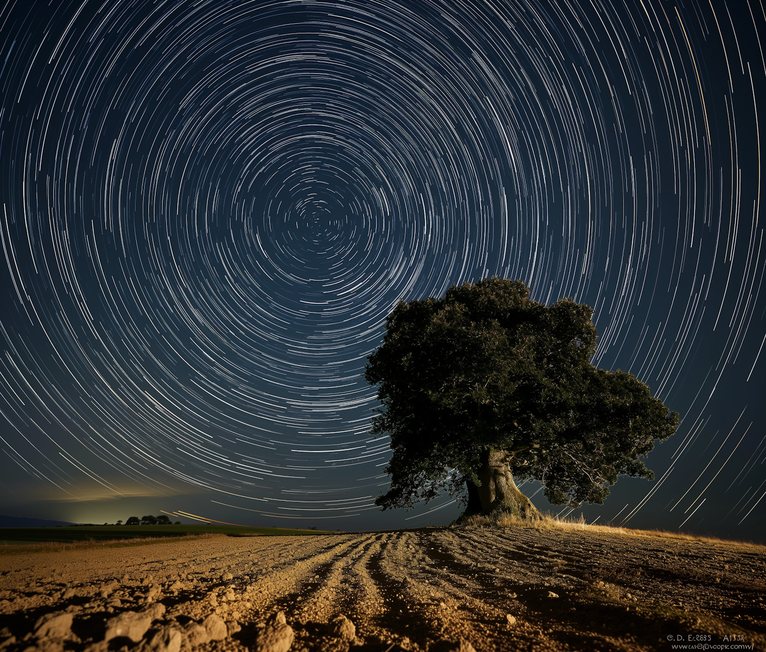 Starry Night Sky with Solitary Tree