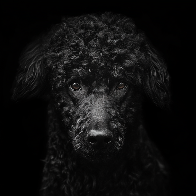 Close-up of Black Dog with Curly Fur