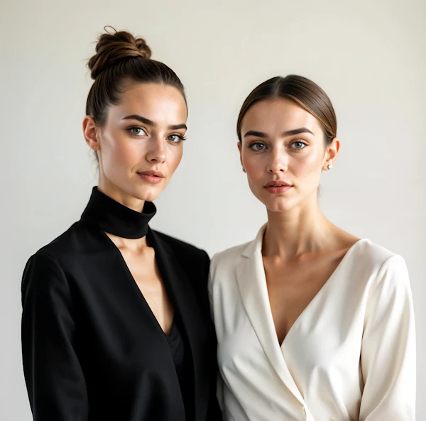 Elegant Women in Black and White