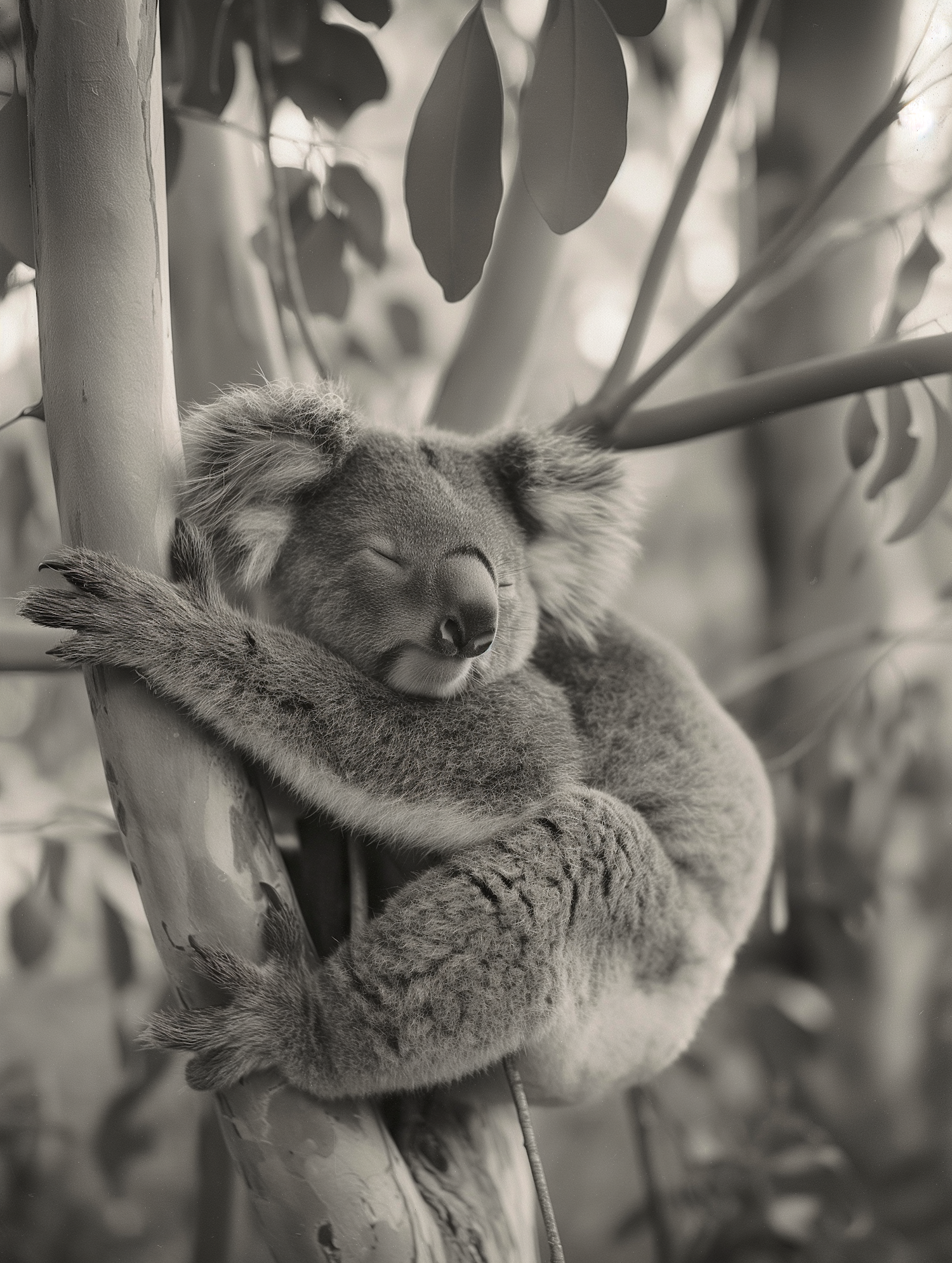 Tranquil Koala in Monochrome