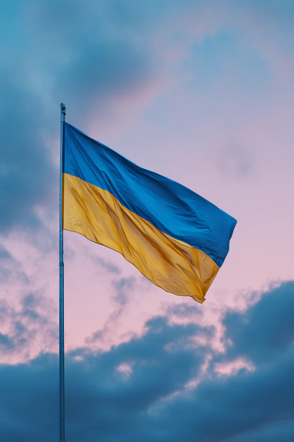 Ukrainian Flag at Sunset