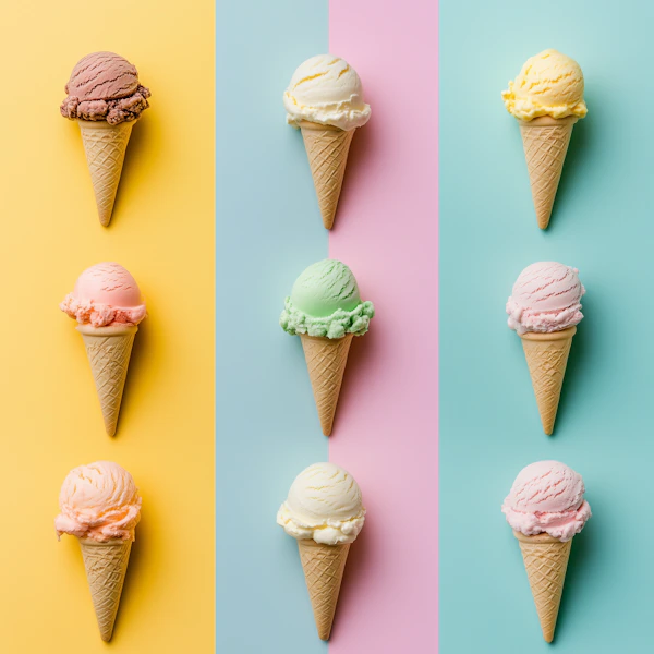 Colorful Ice Cream Cones