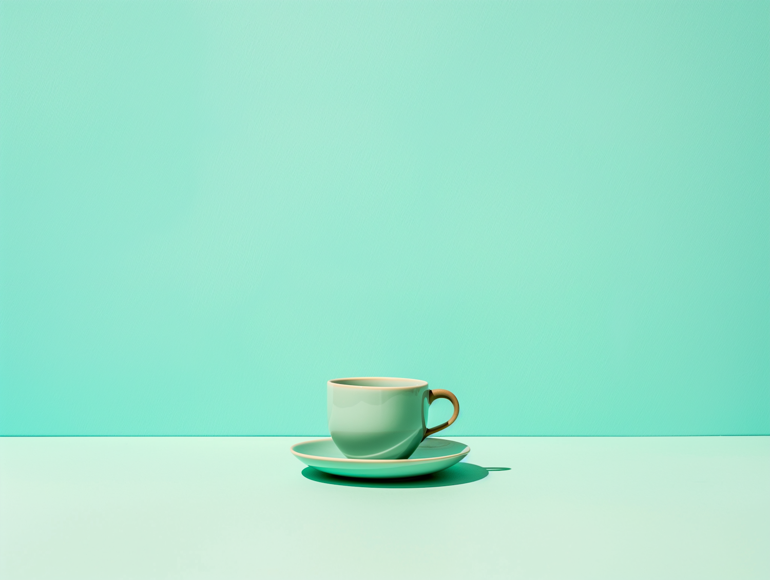 Minimalist Turquoise Ceramic Cup and Saucer