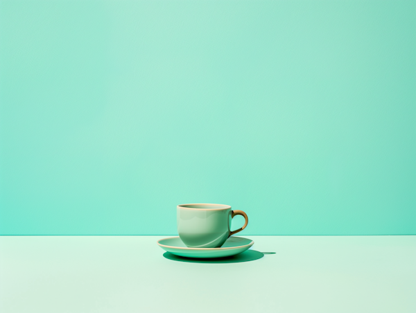 Minimalist Turquoise Ceramic Cup and Saucer