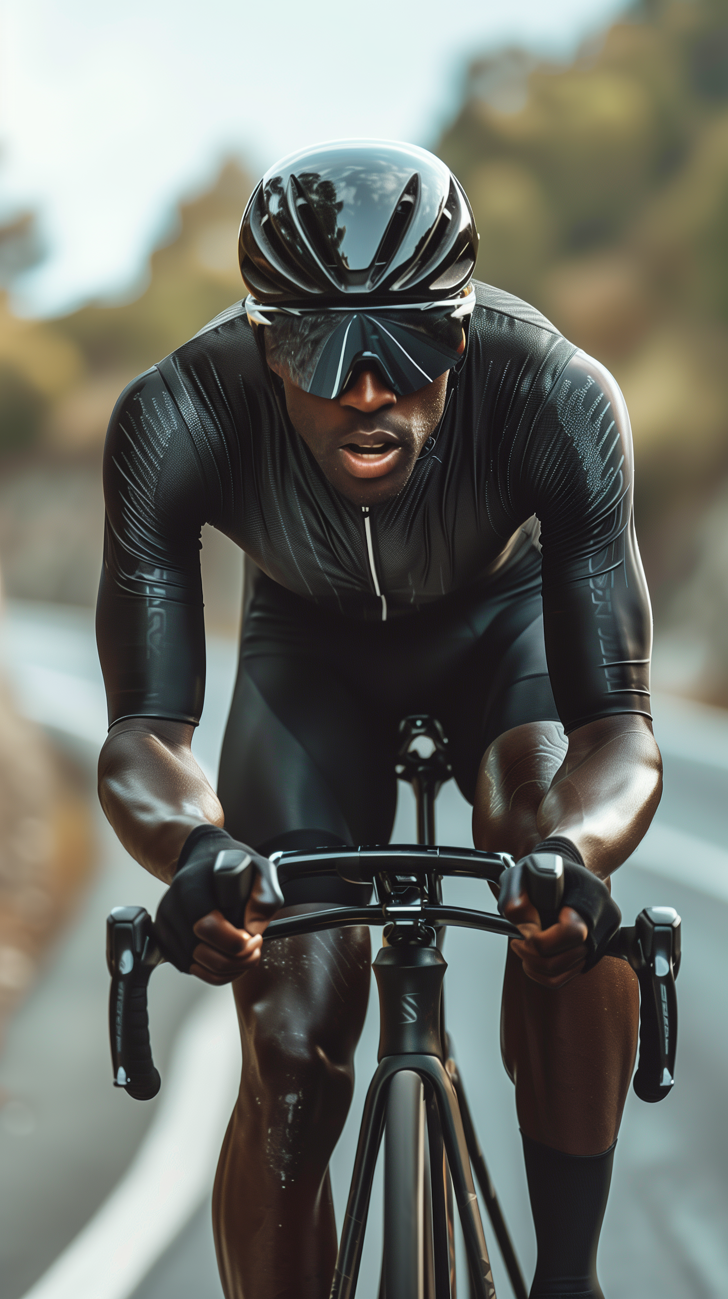 Focused Cyclist in Race