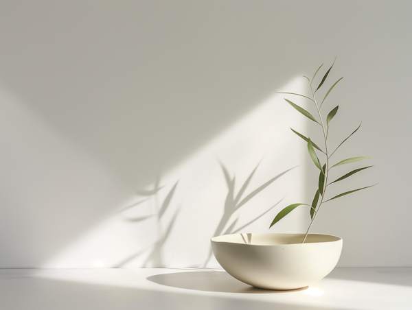 Minimalist Bowl with Foliage Shadow