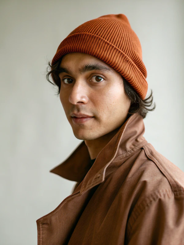 Portrait with Rust Beanie and Coat