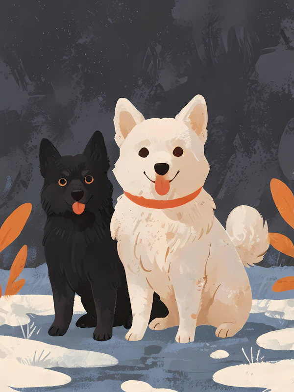 Cartoon Dogs in Autumn