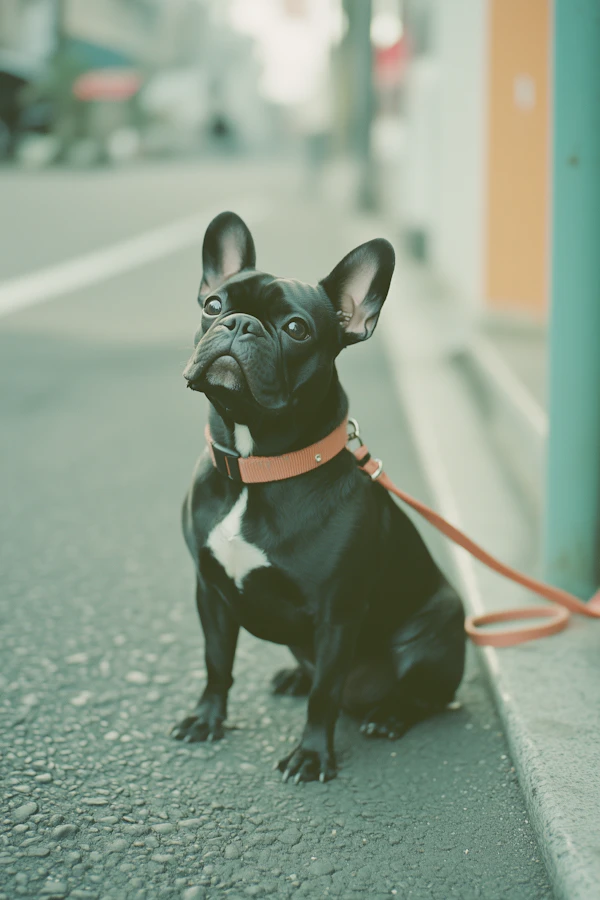 Attentive French Bulldog on Urban Street