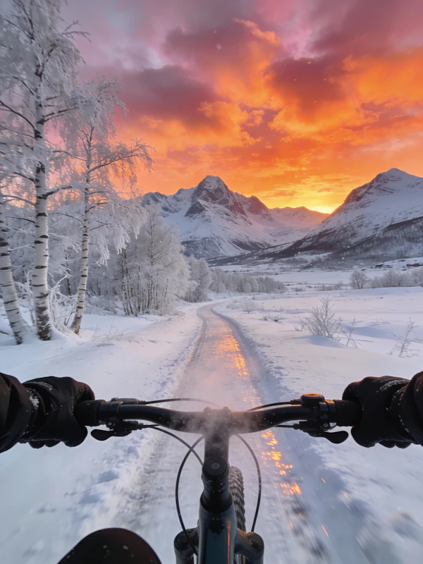 Cyclist's Winter Sunset