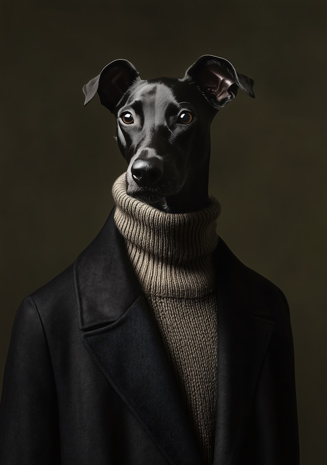 Sophisticated Black Dog Portrait