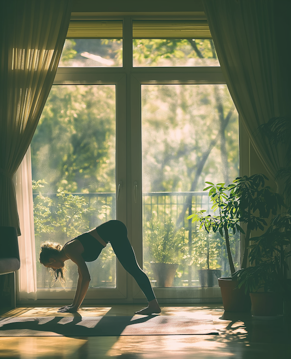 Woman Practicing Yoga Indoors