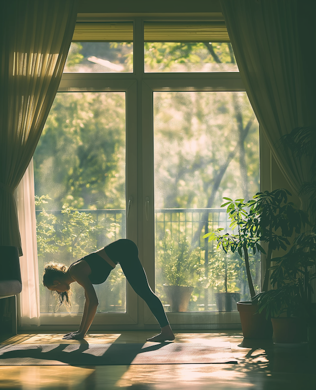 Woman Practicing Yoga Indoors