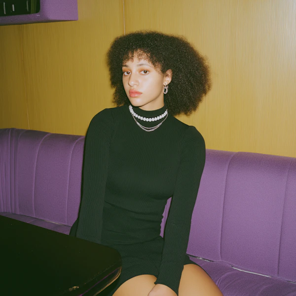 Woman on Purple Bench