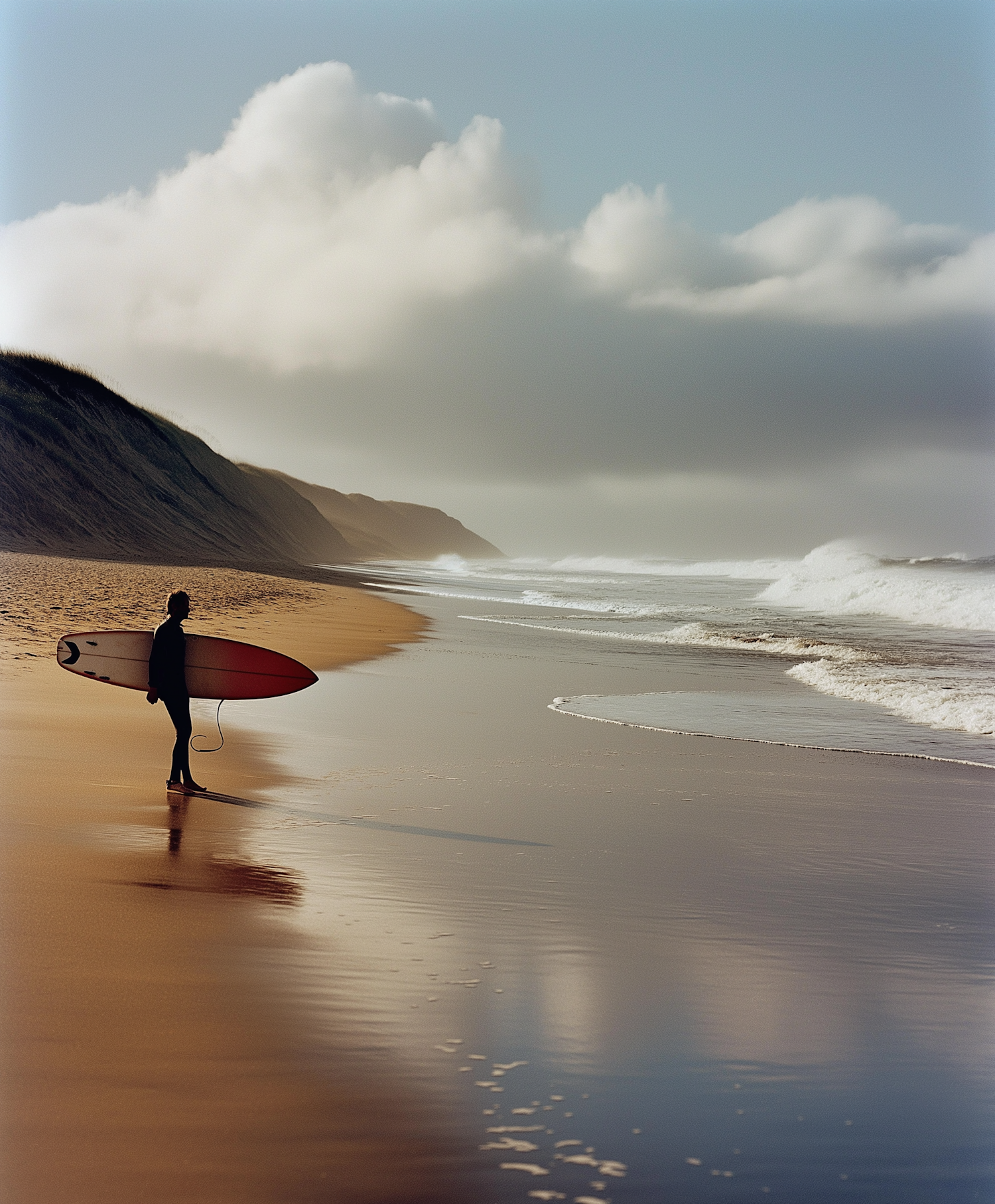 Lone Surfer on Beach