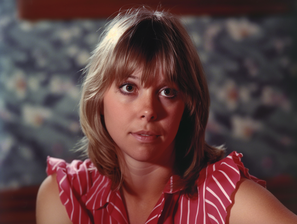 Contemplative Young Woman with Striped Blouse