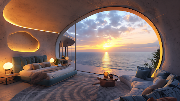 Luxurious Oceanview Interior at Sunset